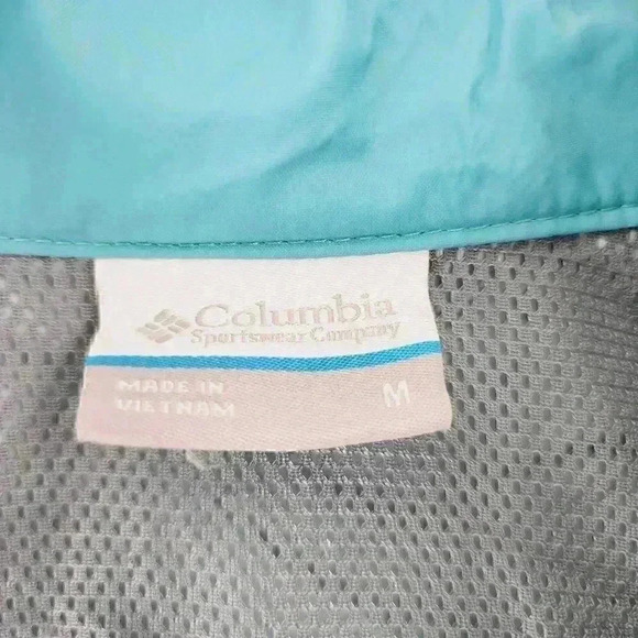 Columbia Blue Full Zip Windbreaker Hoodie Jacket women's M - Picture 8 of 11